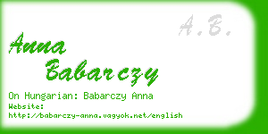 anna babarczy business card